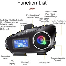 Airstorr Q58-Max Radyolu 2 Kişi Bağlantılı Bluetooth Kask Kulaklık Ekranlı Fenerli Müzik Ve Telsiz Intercom