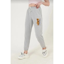 Ayıcık Kadın Siyah Yüksek Belli Jogger Eşofman Altı