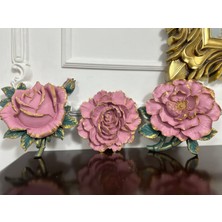 busraconcept Dekoratif 3 Lü Duvar Çiçeği , Şakayık Gül 25CMDIR