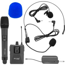 Magicvoice MV-1305YE Kablosuz Uhf Ekranlı 1 El 1 Yaka Telsiz Mikrofon Kablosuz El Yaka Kafa Mikrofon Seti