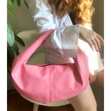Suni Deri Kadın Omuz Çantası Pembe