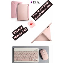 EHZ Teknoloji iPad 10.2 (9.nesil) Uyumlu Standlı Tablet Kılıfı + Bluetooth Klavye Mouse Set