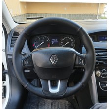 Hasbay Dikişli Direksiyon Kılıfı Damarlı Noktalı Ithal Deri Siyah Dikişli Renault Kango Için