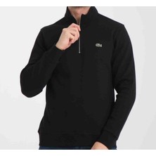 Lacoste Basıc Siyah Regular Fit Yarım Fermuar Sweatshırt