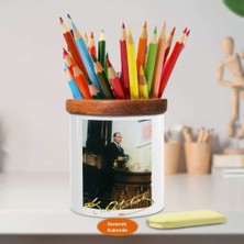 Kürsüde Mustafa Kemal Paşa Ahşap Seramik Kalemlik - r65