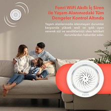 Fonri Akıllı Kablosuz Iç Ortam Nem-Isı Ölçer-Siren, Wifi, 2 Yıl Garantili, Google Asistan ve Tuya Destekli, Uzaktan Kontrol