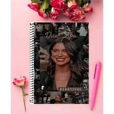 Rollas Store Dua Lipa Defter 1 Adet Özel Tasarım A4 Boyutu Telli Orta Boy Defter