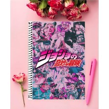 Rollas Store Jojo’s Bizarre Adventure 1 Adet Özel Tasarım A4 Boyutu 21 x 29 cm Telli Çizgili Büyük Boy Defter