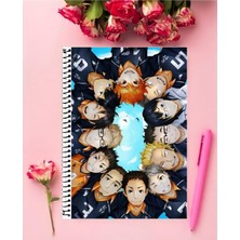 Rollas Store Hakikyuu Defter 1 Adet Özel Tasarım A4 Boyutu 21 x 29 cm Telli Çizgili Büyük Boy Defter