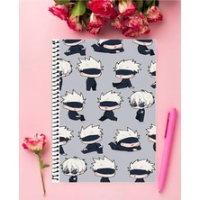 Rollas Store Jujutsu Kaisen Defter 1 Adet Özel Tasarım A4 Boyutu 21 x 29 cm Telli Çizgili Büyük Boy Defter