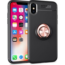 FUJİMAX Apple iPhone Xs Max Kılıf Yatay ve Dikey Stand Özellikli Içi Petekli Yüzüklü Silikon Range Kapak