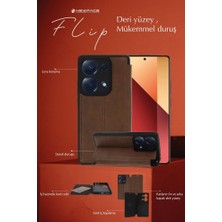 FUJİMAX Xiaomi Poco M6 Pro Kılıf Yatay Standlı Kartlıklı Içi Silikon Dışı Deri Kapaklı Flip Cover Kapak