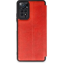 FUJİMAX Xiaomi Redmi Note 11 Pro Kılıf Yatay Standlı Kartlıklı Içi Silikon Dışı Deri Kapaklı Flip Cover Kapak