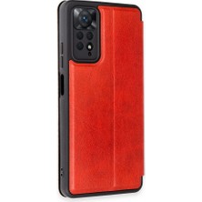 FUJİMAX Xiaomi Redmi Note 11 Pro Kılıf Yatay Standlı Kartlıklı Içi Silikon Dışı Deri Kapaklı Flip Cover Kapak