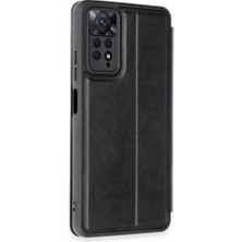 FUJİMAX Xiaomi Redmi Note 11 Pro Kılıf Yatay Standlı Kartlıklı Içi Silikon Dışı Deri Kapaklı Flip Cover Kapak