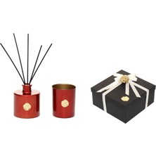 Missi Kırmızı Golden Glow 200 ml Spice Orange Oda Kokusu ve Mumluk Hatıra Seti ( Dekoratif Sıvama Kutulu)