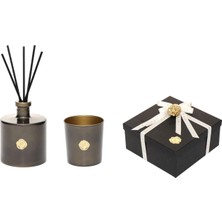 Missi Siyah Golden Glow 500 ml Black Vanilya Oda Kokusu ve Mumluk Hatıra Seti (Dekoratif Sıvama Kutulu)