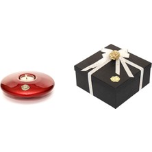 Missi Kırmızı Golden Glow Cam Mumluk ve Tealight Seti (Dekoratif Sıvama Kutulu)