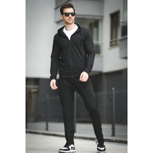 Oksit Gervasio Slim Fit Dalgıç Kumaş Kapüşonlu Fermuarlı Erkek Eşofman Takımı