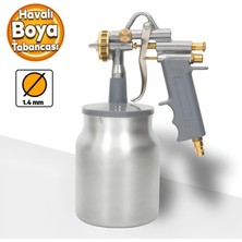 Badem10 Alttan Depolu Metal Havalı Boya Tabancası 1.4 mm 1000 cc Demir Ahşap Pilastik Yüzey Boyama Tabanca