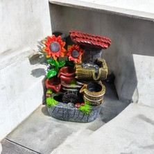 Keyfim Shop Dekoratif Günebakan Tasarımlı Renkli LED Işıklı Su Şelalesi