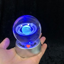 Keyfim Shop Kişiye Özel Galaksi Gezegen Işıklı 6 cm Çapında Cam Kristal Küre