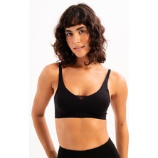 Justever Dikişsiz Toparlayıcı Çıkarılabilir Pedli Destekli Bra Siyah Kadın Lazer Sütyen - Flux