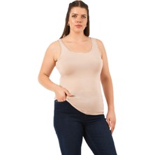 Özkan Underwear Özkan 25922 Kadın Viskon Esnek Yumuşak Kalın Askılı Yuvarlak Yaka Büyük Beden Örme Atlet