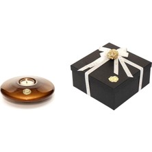 Missi Kahverengi Golden Glow Cam Mumluk ve Tealight Seti (Dekoratif Sıvama Kutulu)