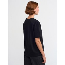 30312 DİLVİN T-SHIRT DEKORATİF DİKİŞLİ BİSİKLET YAKA