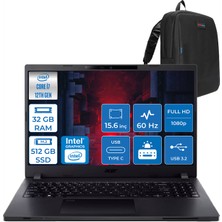 Acer Travelmate P2 TMP215 Intel Core I7-1255U 32GB 512GB SSD Iris Xe Graphics 15.6" Fhd Windows 11 Home Taşınılabilir Bilgisayar 5477EJH06 + Zettaçanta