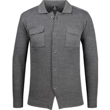 Çizgi Triko Erkek Düğmeli Çift Cepli Triko Örme Desenli Blazer Tek Ceket Regular Kalıp -5017G