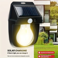 Tcherchi Dış ve Iç Mekan Için 2 Parça Set Güneş Enerjili Tungsten LED Duvar Lambaları Siyah (Yurt Dışından)