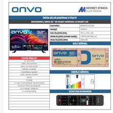 Onvo 32OV6000H 32" 82 Ekran Uydu Alıcılı HD Android Smart LED TV