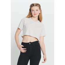 Altınyıldız Classics Kadın Taş Standart Fit Normal Kesim %100 Pamuk Bisiklet Yaka Crop Tişört