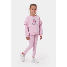 Minipodyum Oh Lala Kız Çocuk Sweatshirt ve Fitilli Tayt Pamuklu alt üst takım