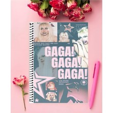 Rollas Store Lady Gaga Defter 1 Adet Özel Tasarım A4 Boyutu Telli Orta Boy defter