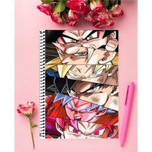 Rollas Store Dragon Ball Z Defter 1 Adet Özel Tasarım A4 Boyutu Telli Orta Boy defter