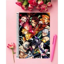 Rollas Store Demon Slayer Anime Defter 1 Adet Özel Tasarım A4 Boyutu Telli Orta Boy defter