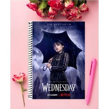 Rollas Store Wednesday Defter 1 Adet Özel Tasarım A4 Boyutu Telli Orta Boy defter