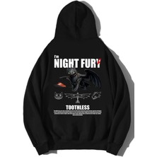BRZ Collection Unisex Oversize Kapüşonlu Siyah Hoodie Grafik Desenli Uzun Kol
