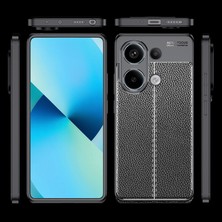 Fibaks Xiaomi Redmi Note 13 Pro 4g Kılıf Kamera Çıkıntılı Deri Görünümlü Dikiş Desenli Koruyucu Kapak Kilif