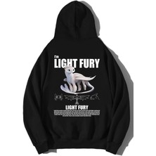 BRZ Collection Unisex Siyah Oversize Light Fury Ejderhanı Nasıl Eğitirsin Hoodie Uzun Kol