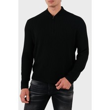 Emporio Armani Yünlü Regular Fit Yarım Fermuarlı Kolej Yaka Kazak Erkek Kazak 6D1MXP 1mkdz 0999