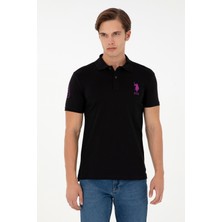 U.S. Polo Assn. Erkek Slim Fit Polo Yaka Siyah Basic Tişört 50279568-VR046