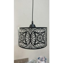 Deniz Işık Evi 20CM Çapında Siyah-Beyaz Desenli Tekli Sarkıt Avize