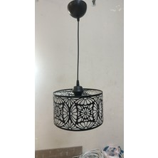 Deniz Işık Evi 20CM Çapında Siyah-Beyaz Desenli Tekli Sarkıt Avize
