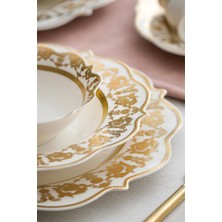 Acar Caroline Bone China Emboss 60 Parça 12 Kişilik Gold Porselen Yemek Takımı