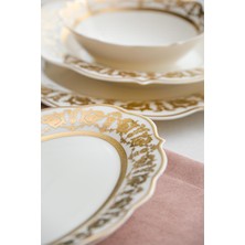 Acar Caroline Bone China Emboss 60 Parça 12 Kişilik Gold Porselen Yemek Takımı