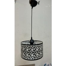 Deniz Işık Evi 20CM Çapında Siyah-Beyaz Desenli Tekli Sarkıt Avize